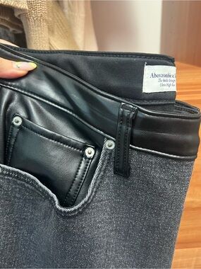 Abercrombie & Fitch Faux Leather & Gray Jeans size 14 EUC
